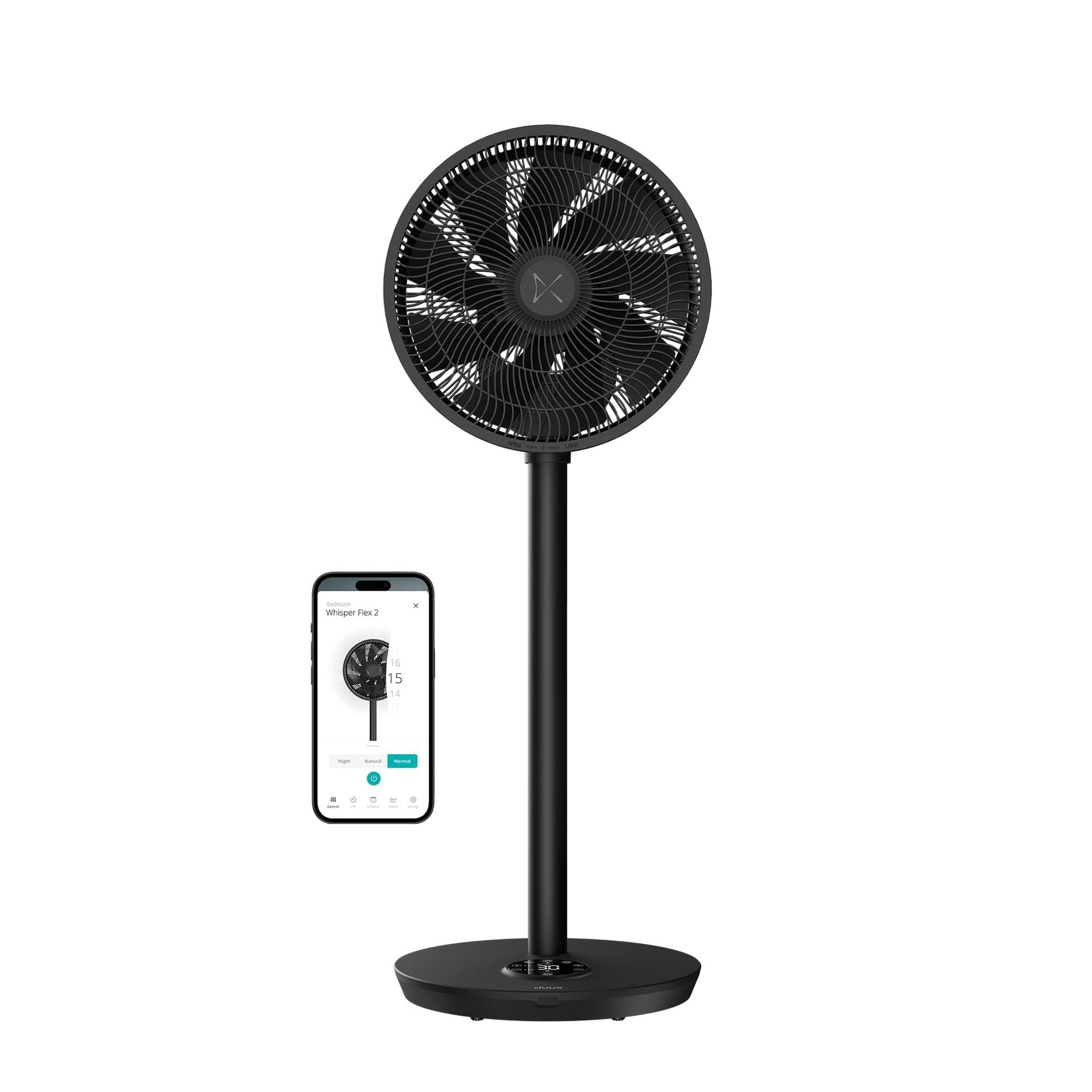 Wdsno120素子黒2 Duux Whisper Flex 2 Smart Fan, Remote Control, Alexa & Smart App